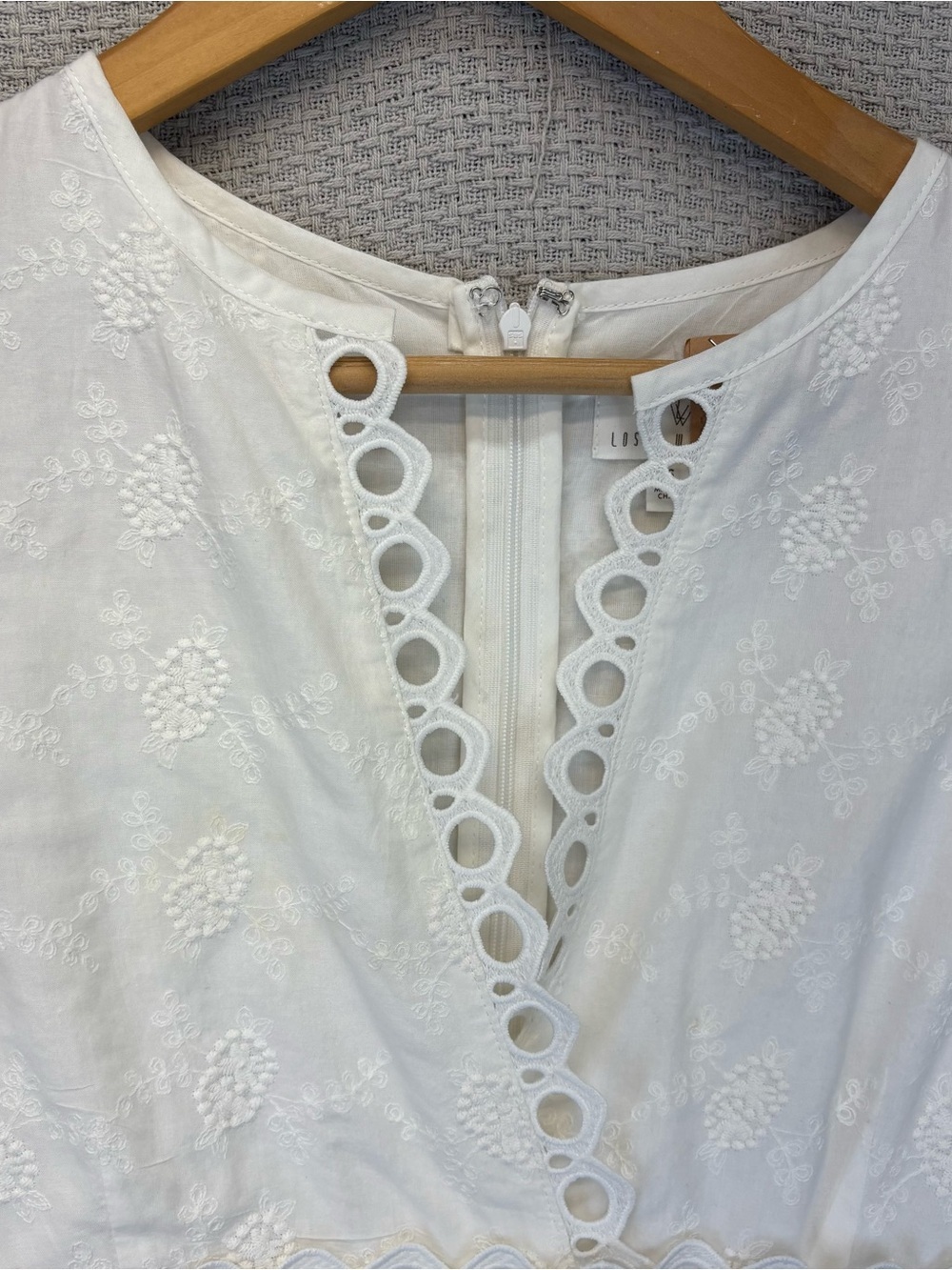 Lost + Wander Everlasting Love Bell Sleeve Cotton Eyelet White Dress Small Boho - Picture 7 of 11